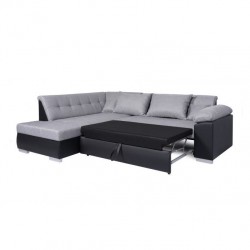 LUNA - Canapé d'angle convertible en tissu et simili - Mobilier du Jour