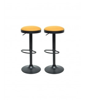 GASOLINE Lot de 2 tabourets de bar Tissu jaune Classique