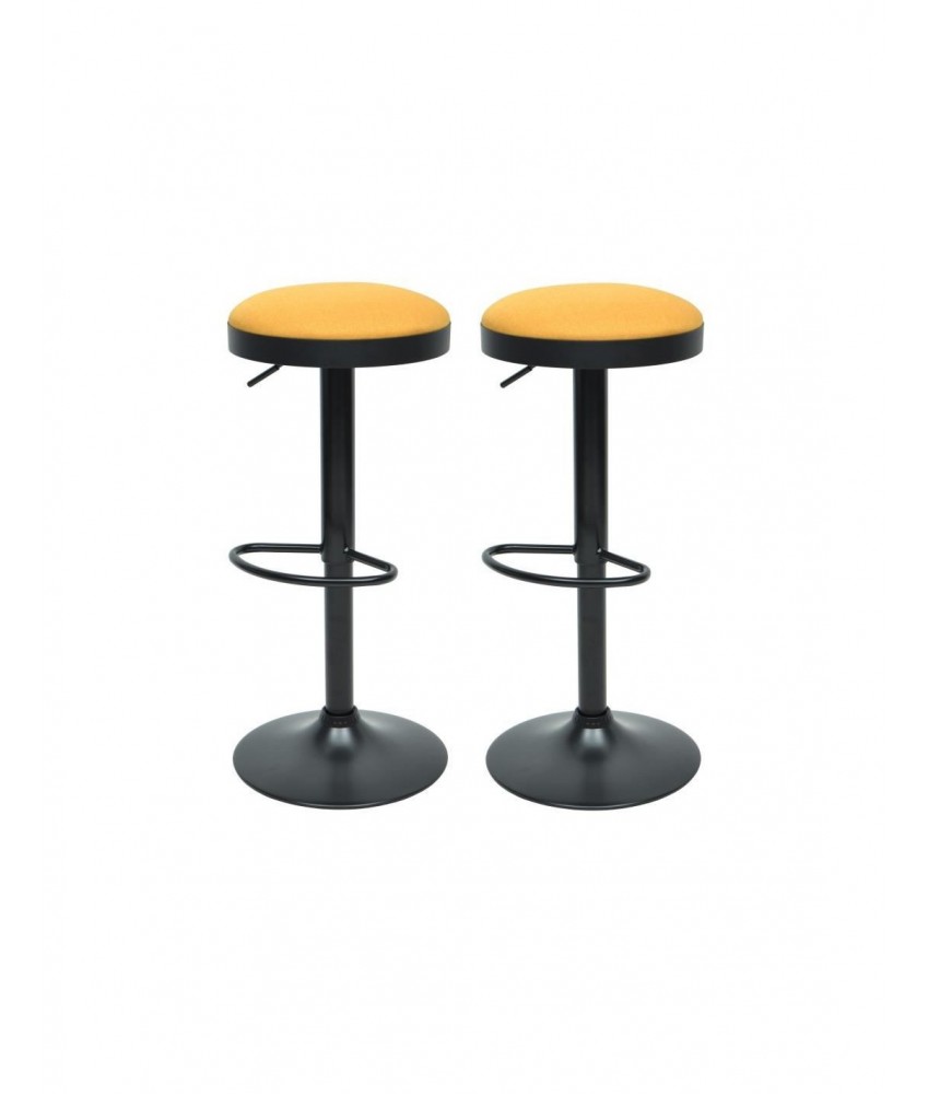 GASOLINE Lot de 2 tabourets de bar Tissu jaune Classique