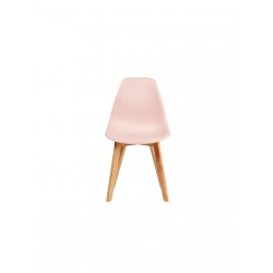 NEO Lot de 4 chaises de salle a manger rose pieds en bois hévéa massif Style contemporain