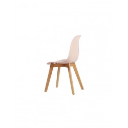 NEO Lot de 4 chaises de salle a manger rose pieds en bois hévéa massif Style contemporain