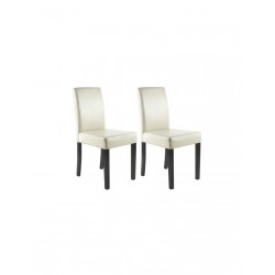 CARA Lot de 2 chaises de salle a manger Simili ivoire Classique L - Mobilier du Jour