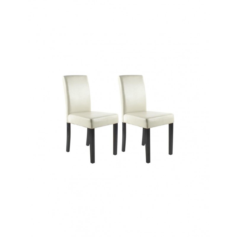 CARA Lot de 2 chaises de salle a manger Simili ivoire Classique L - Mobilier du Jour