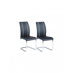 JANE Lot de 2 chaises de salle a manger Simili noir Contemporain - Mobilier du Jour