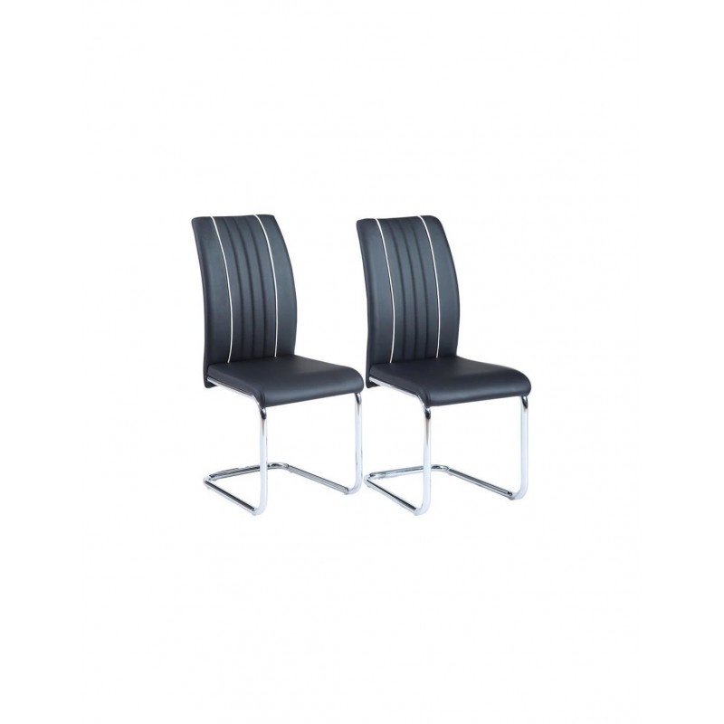 JANE Lot de 2 chaises de salle a manger Simili noir Contemporain - Mobilier du Jour