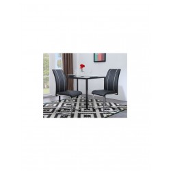 JANE Lot de 2 chaises de salle a manger Simili noir Contemporain - Mobilier du Jour