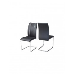 JANE Lot de 2 chaises de salle a manger Simili noir Contemporain - Mobilier du Jour