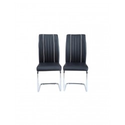 JANE Lot de 2 chaises de salle a manger Simili noir Contemporain - Mobilier du Jour