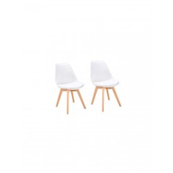 BJORK Lot de 2 chaises de salle a manger Simili blanc Scandinave