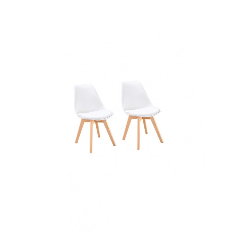 BJORK Lot de 2 chaises de salle a manger Simili blanc Scandinave