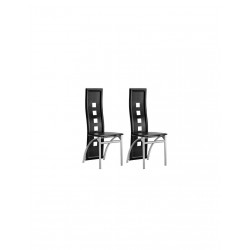 FELLA Lot de 2 chaises de salle a manger Simili noir Style contemporain