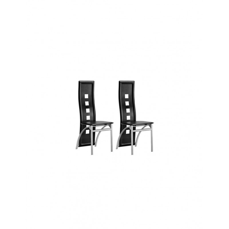 FELLA Lot de 2 chaises de salle a manger Simili noir Style contemporain