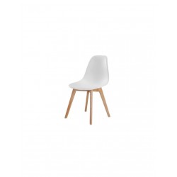 NEO Chaise de salle a manger blanc Pieds en bois hévéa massif massif Scandinave - Mobilier du Jour
