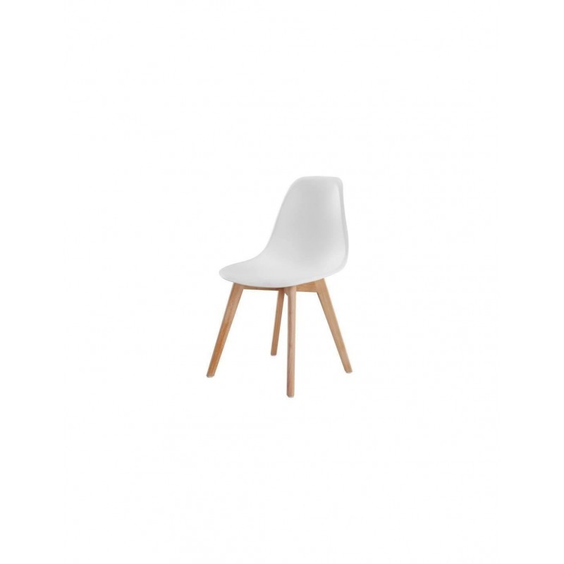 NEO Chaise de salle a manger blanc Pieds en bois hévéa massif massif Scandinave - Mobilier du Jour