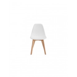 NEO Chaise de salle a manger blanc Pieds en bois hévéa massif massif Scandinave - Mobilier du Jour