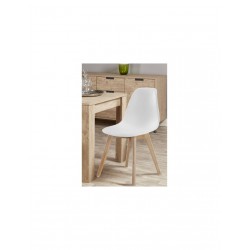 NEO Chaise de salle a manger blanc Pieds en bois hévéa massif massif Scandinave - Mobilier du Jour