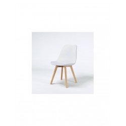 NEO Chaise de salle a manger blanc Pieds en bois hévéa massif massif Scandinave - Mobilier du Jour