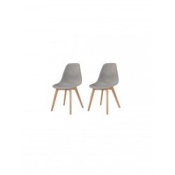 NEO Lot de 2 chaises de salle a manger gris Pieds en bois hévéa massif Scandinave