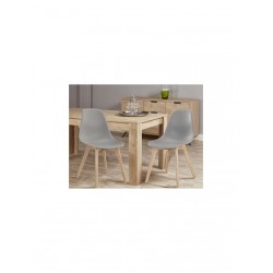 NEO Lot de 2 chaises de salle a manger gris Pieds en bois hévéa massif Scandinave