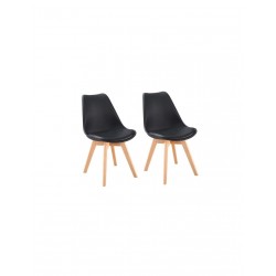 BJORK Lot de 2 chaises de salle a manger Simili noir Scandinave - Mobilier du jour