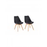 BJORK Lot de 2 chaises de salle a manger Simili noir Scandinave - Mobilier du jour