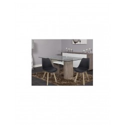 BJORK Lot de 2 chaises de salle a manger Simili noir Scandinave - Mobilier du jour