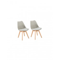 BJORK Lot de 2 chaises de salle a manger Simili gris Scandinave - Mobilier du Jour