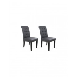 MAÏQUA Lot de 2 chaises de salle a manger Simili gris Style contemporain