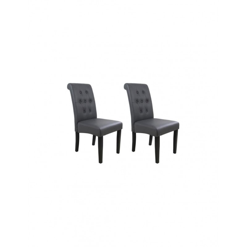 MAÏQUA Lot de 2 chaises de salle a manger Simili gris Style contemporain