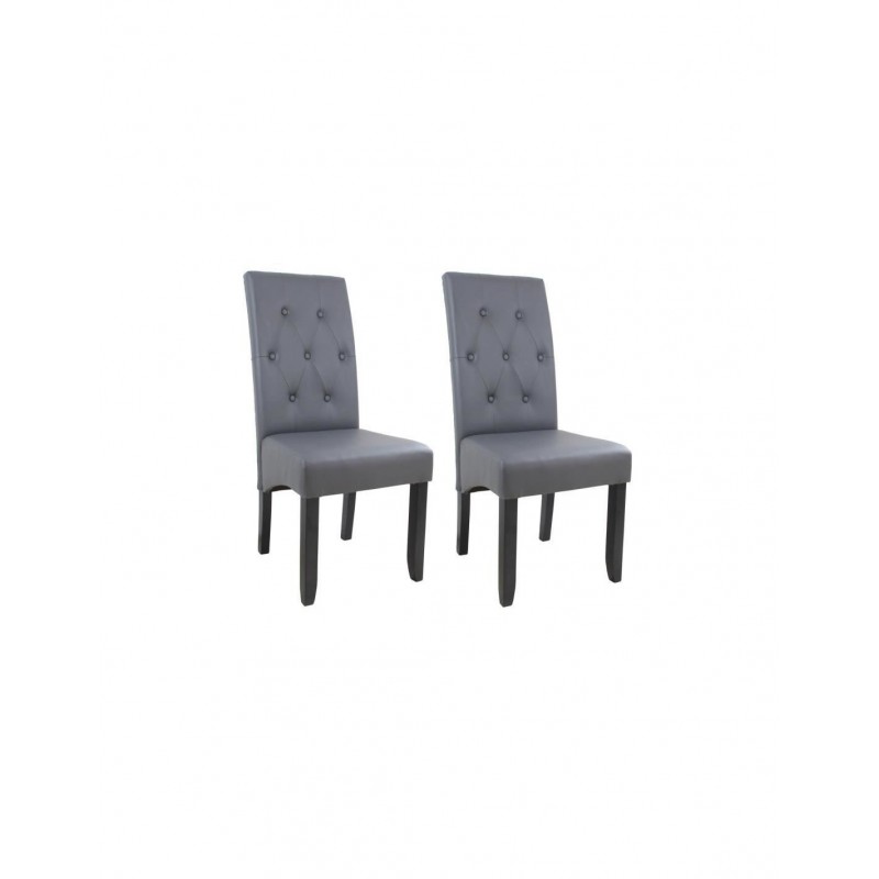 PABLO Lot de 2 chaises de salle à manger Simili gris Style contemporain