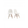 EMMA Lot de 2 chaises de salle a manger Simili blanc et pieds en hetre massif Scandinave - Mobilier du Jour