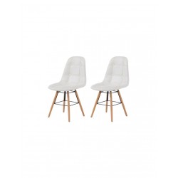 EMMA Lot de 2 chaises de salle a manger Simili noir et pieds en hetre massif Scandinave - Mobilier du Jour
