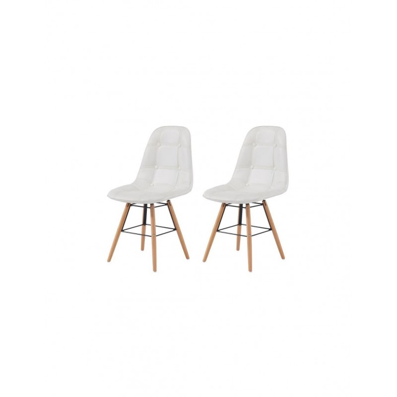 EMMA Lot de 2 chaises de salle a manger Simili noir et pieds en hetre massif Scandinave - Mobilier du Jour