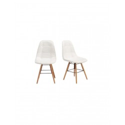 EMMA Lot de 2 chaises de salle a manger Simili noir et pieds en hetre massif Scandinave - Mobilier du Jour