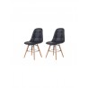 EMMA Lot de 2 chaises de salle a manger Simili blanc et pieds en hetre massif Scandinave - Mobilier du Jour
