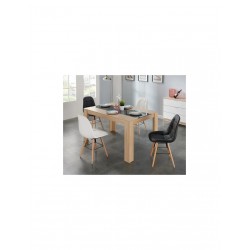 EMMA Lot de 2 chaises de salle a manger Simili blanc et pieds en hetre massif Scandinave - Mobilier du Jour