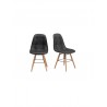 EMMA Lot de 2 chaises de salle a manger Simili blanc et pieds en hetre massif Scandinave - Mobilier du Jour