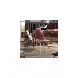 INDUS Lot de 2 chaises de salle a manger pieds en métal imitation bois Revetement simili PU marron Style industriel - Mobilier d