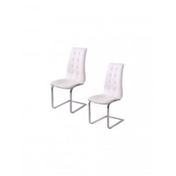 LONGORIA Lot de 2 chaises de salle a manger Simili blanc Contemporain