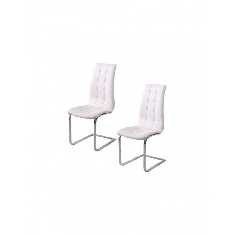 LONGORIA Lot de 2 chaises de salle a manger Simili blanc Contemporain