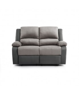 DETENDO II - Canapé de relaxation manuel 2 places en microfibre et simili - Mobilier du Jour