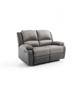 DETENDO II - Canapé de relaxation manuel 2 places en microfibre et simili - Mobilier du Jour