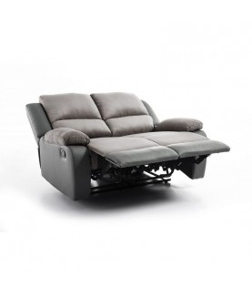 DETENDO II - Canapé de relaxation manuel 2 places en microfibre et simili - Mobilier du Jour