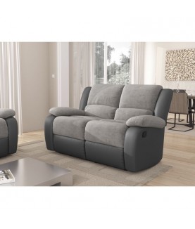 DETENDO II - Canapé de relaxation manuel 2 places en microfibre et simili - Mobilier du Jour