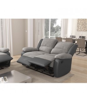 DETENDO II - Canapé de relaxation manuel 2 places en microfibre et simili - Mobilier du Jour
