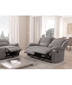 LONGO II - Canapé de relaxation manuel 2 places en microfibre - Mobilier du Jour