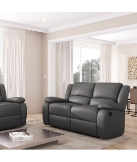 LARGIO II -Canapé de relaxation manuel 2 places en simili cuir - Mobilier du Jour