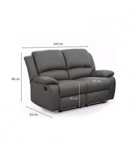 LARGIO II -Canapé de relaxation manuel 2 places en simili cuir - Mobilier du Jour