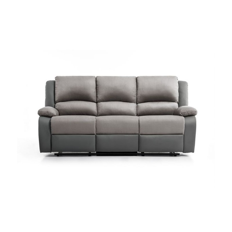 DETENDO III - Canapé de relaxation manuel 3 places en microfibre et simili - Mobilier du Jour
