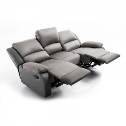 DETENDO III - Canapé de relaxation manuel 3 places en microfibre et simili - Mobilier du Jour